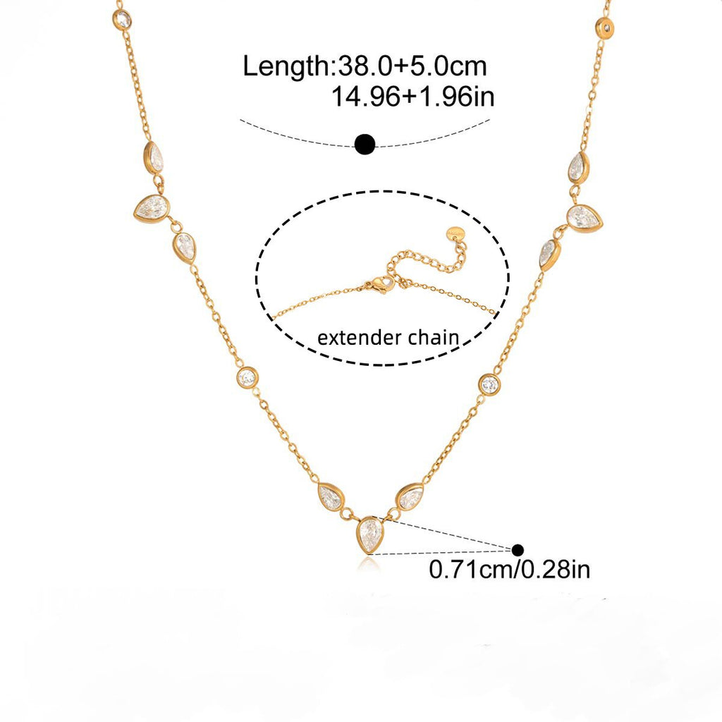 Fashion Stainless Steel Necklace 18K Gold Plated Light Luxury Zircon Necklace Charms Fine Jewelry Necklaces