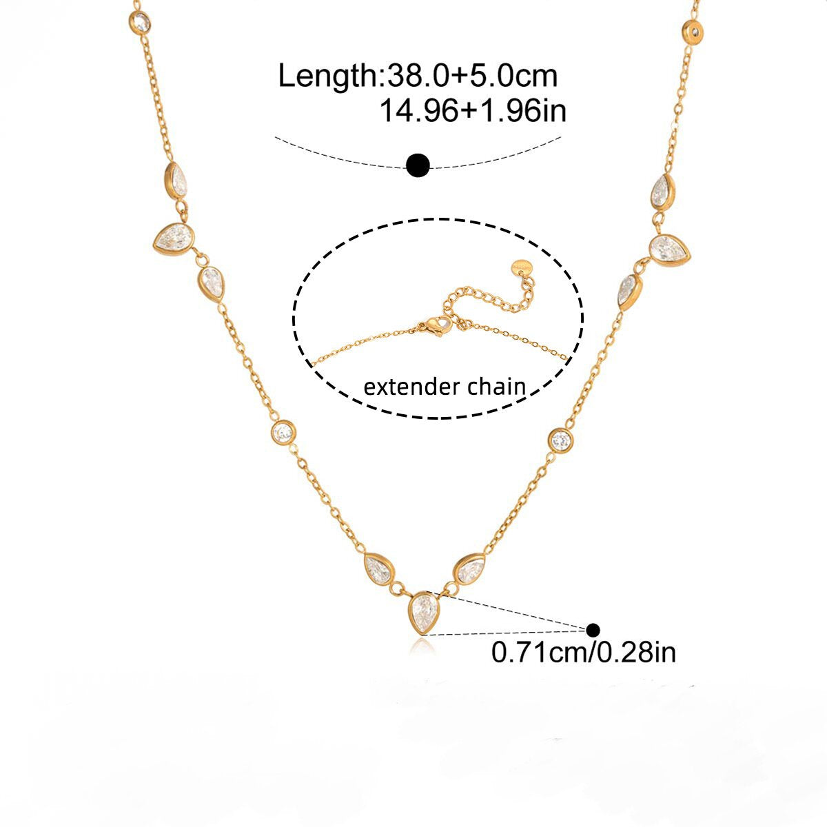Fashion Stainless Steel Necklace 18K Gold Plated Light Luxury Zircon Necklace Charms Fine Jewelry Necklaces