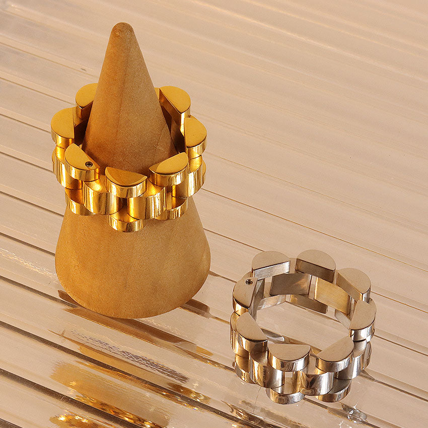 Stainless Steel Watch Band Style Ring  Minimalist Gold & Silver Stackable Jewelry for Men & Women