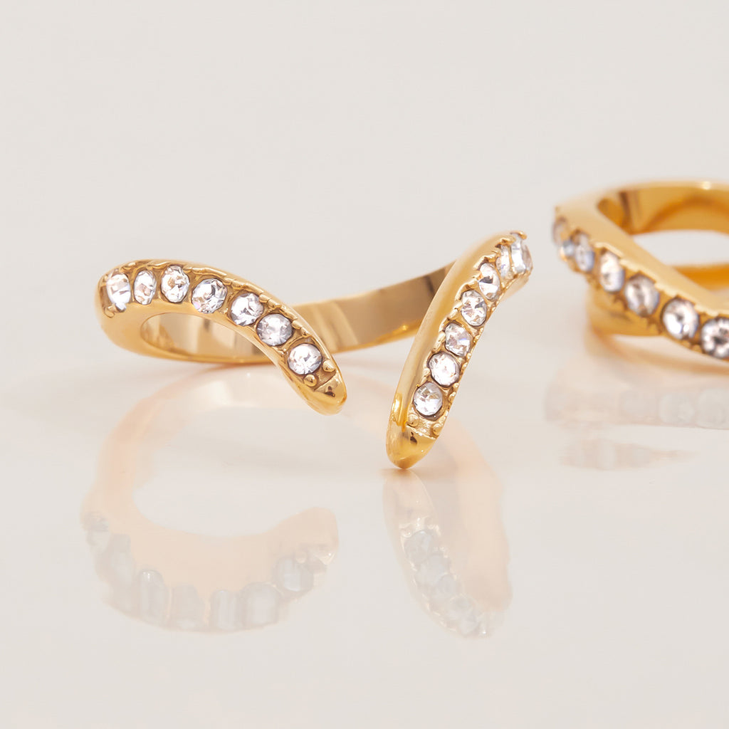 Fashion Rings 18k Gold Plated High Quality Stainless Steel Rings for Women Waterproof Geometric Zircon Rings