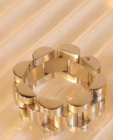 Stainless Steel Watch Band Style Ring  Minimalist Gold & Silver Stackable Jewelry for Men & Women