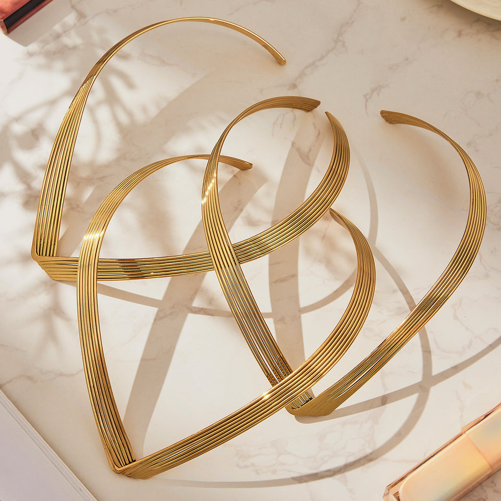 7-layer Choker Stainless Steel 18K Gold Plated Strand Chain Emotion Design Women's Party Jewelry Trendy Fashion Wholesale