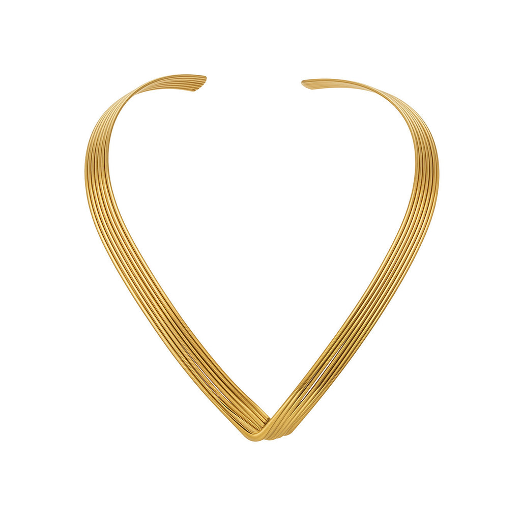 7-layer Choker Stainless Steel 18K Gold Plated Strand Chain Emotion Design Women's Party Jewelry Trendy Fashion Wholesale