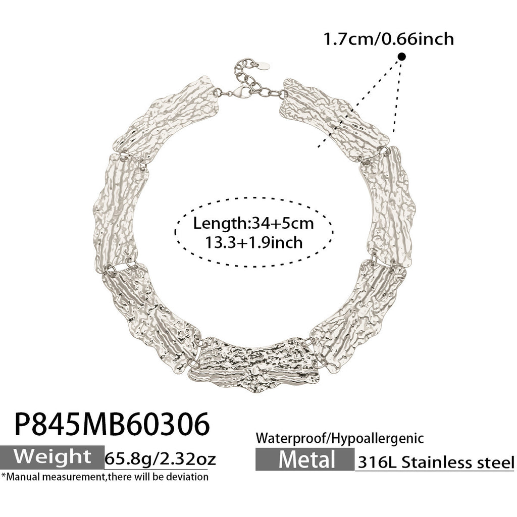 Fashionable Wide-Textured Handcrafted Lariat Necklace Strand Stainless Steel 18K Gold Plating Luxury Cross-Border Fashion