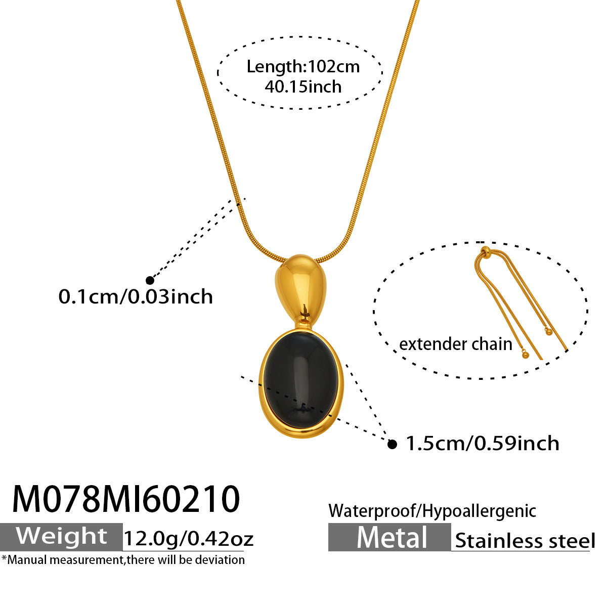 Fashionable New Arrival Natural Agate tiger Eye Pendant Long Necklace Simple Design Stainless Steel 18K Gold Plated Chain