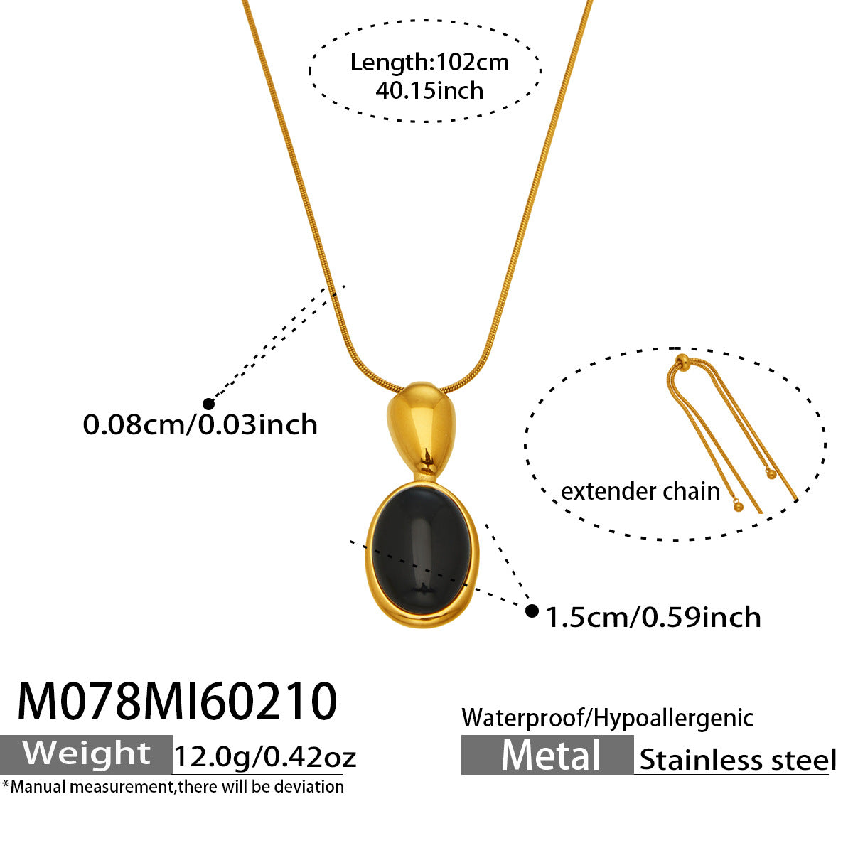 Fashionable New Arrival Natural Agate tiger Eye Pendant Long Necklace Simple Design Stainless Steel 18K Gold Plated Chain