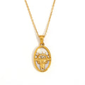12 Zodiacs Oval Shape Pendant White Zircon Natural Shell element Stainless Steel 18K Gold Plated Trendy Link Chain Fashion