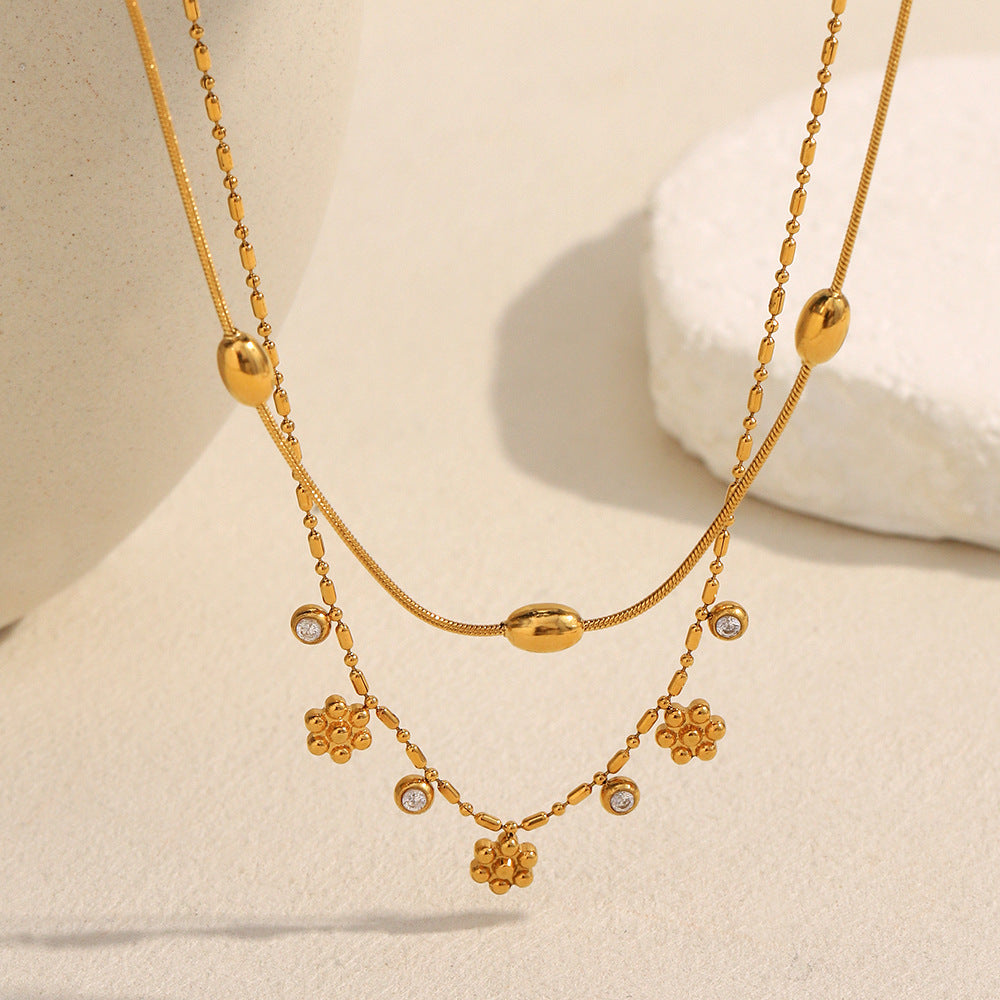 Trendy 18K Gold PVD Plated Stainless Steel Link Chain with Heart Charms Pendant Necklace for Women Party