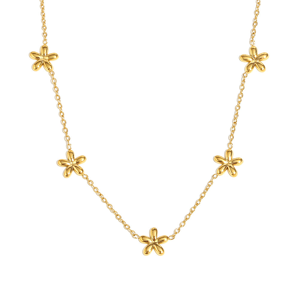 Trendy 18K Gold PVD Plated Stainless Steel Link Chain with Heart Charms Pendant Necklace for Women Party