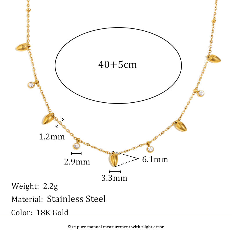 Trendy 18K Gold PVD Plated Stainless Steel Link Chain with Heart Charms Pendant Necklace for Women Party