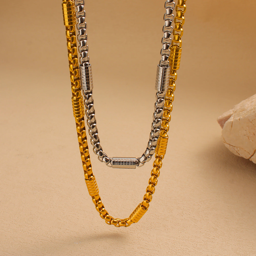 Wholesale Unisex 18K Gold Plated Stainless Steel Necklaces Elegant Waterproof Thick Chain Trendy Party Occasion