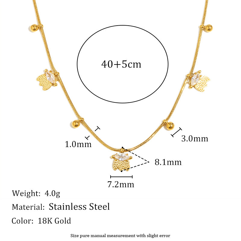 Trendy 18K Gold PVD Plated Stainless Steel Link Chain with Heart Charms Pendant Necklace for Women Party