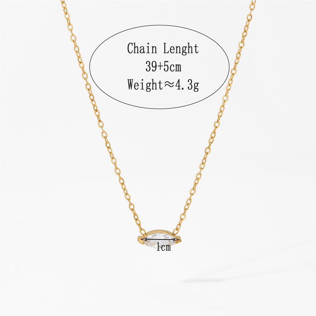 Stainless Steel Classic Zircon 18K Gold Plated Link Chain Pendant Necklace for Wedding & Anniversary Gift