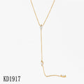 Stainless Steel Classic Zircon 18K Gold Plated Link Chain Pendant Necklace for Wedding & Anniversary Gift