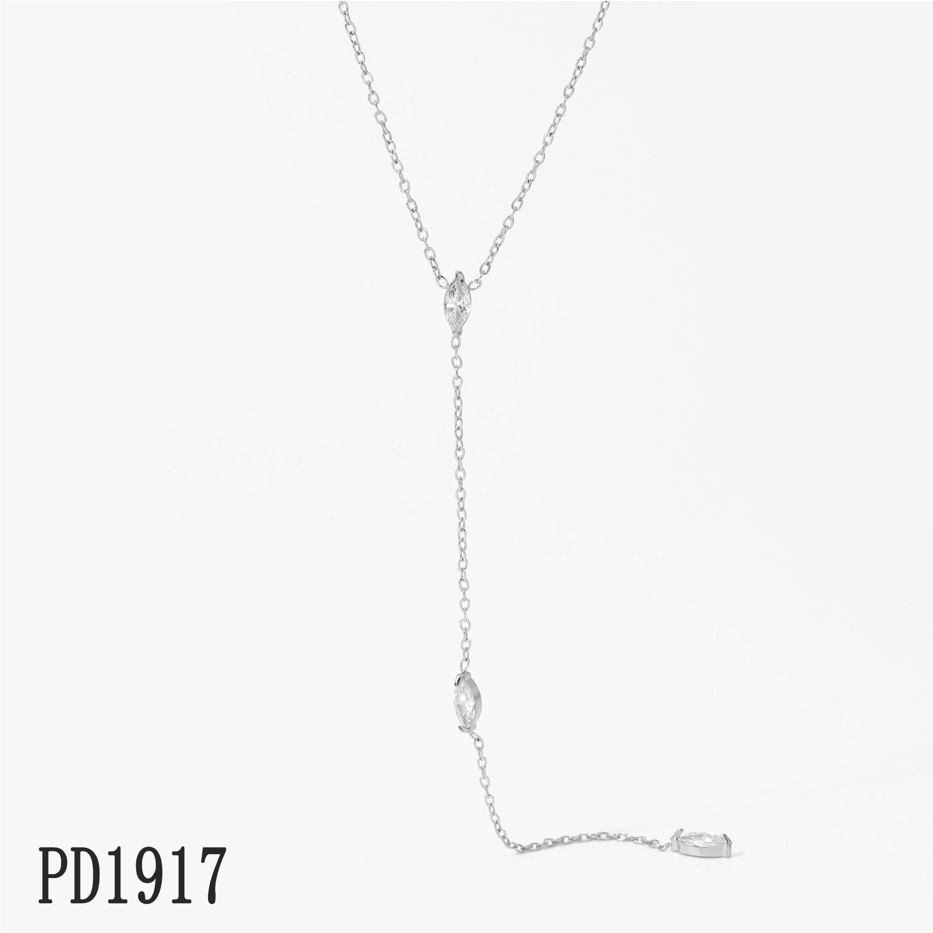 Stainless Steel Classic Zircon 18K Gold Plated Link Chain Pendant Necklace for Wedding & Anniversary Gift