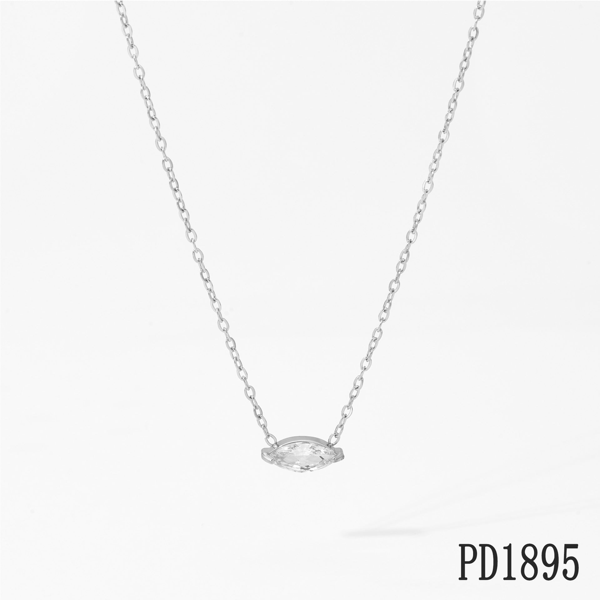 Stainless Steel Classic Zircon 18K Gold Plated Link Chain Pendant Necklace for Wedding & Anniversary Gift