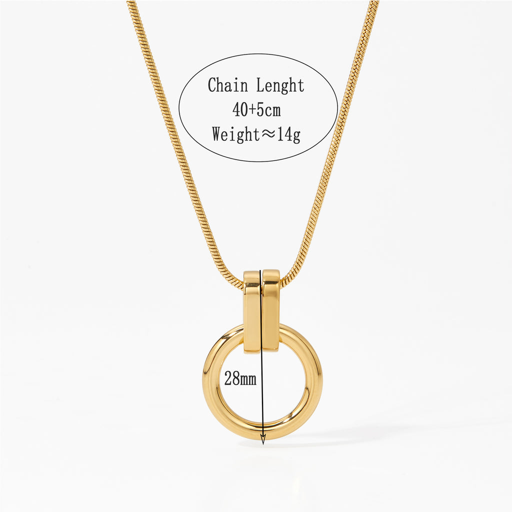 Stainless Steel pendant Necklace 18K Gold silver 2-tone Plated Pendant Choker Rope Chain Adjustable Anniversary jewelry
