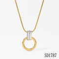 Stainless Steel pendant Necklace 18K Gold silver 2-tone Plated Pendant Choker Rope Chain Adjustable Anniversary jewelry