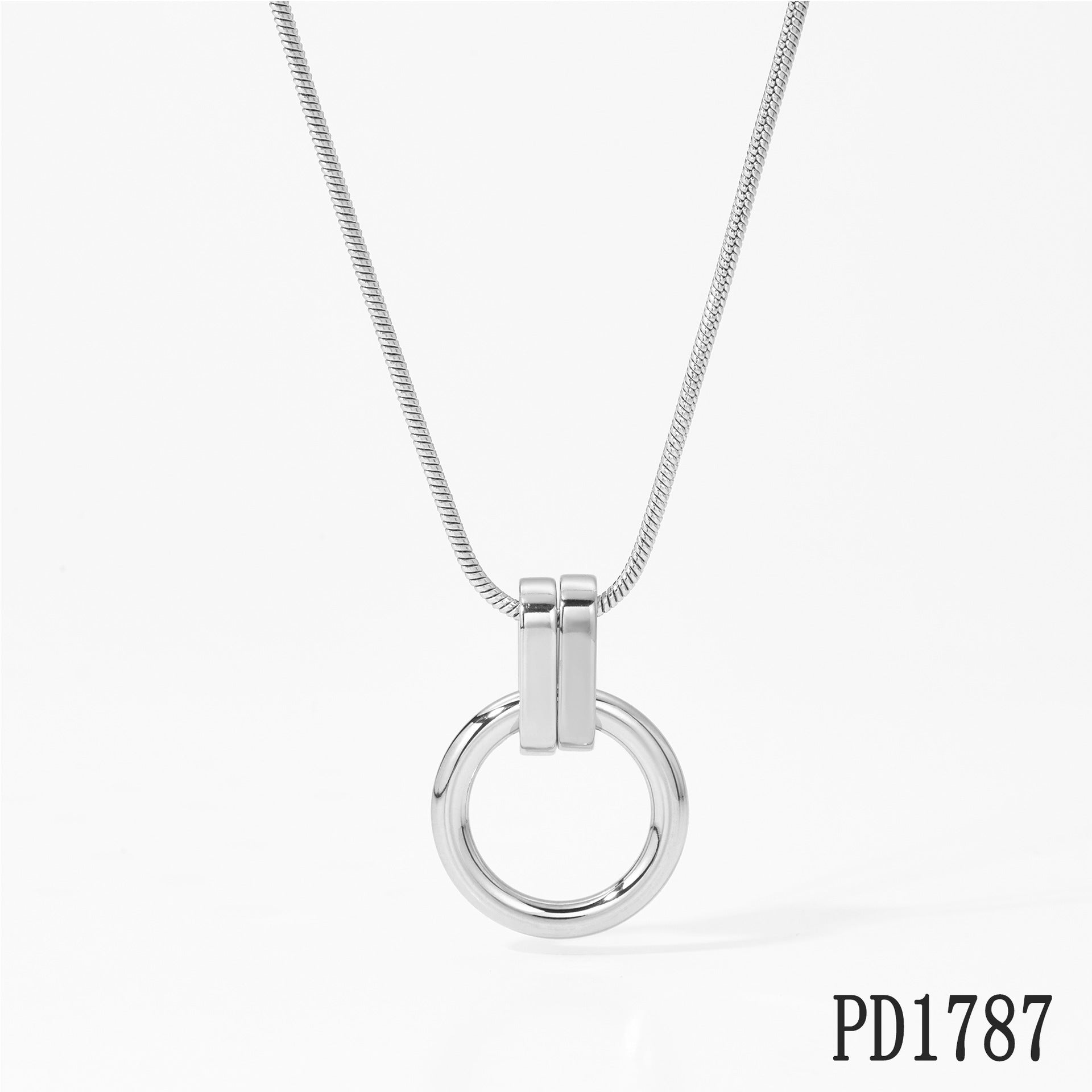 Stainless Steel pendant Necklace 18K Gold silver 2-tone Plated Pendant Choker Rope Chain Adjustable Anniversary jewelry