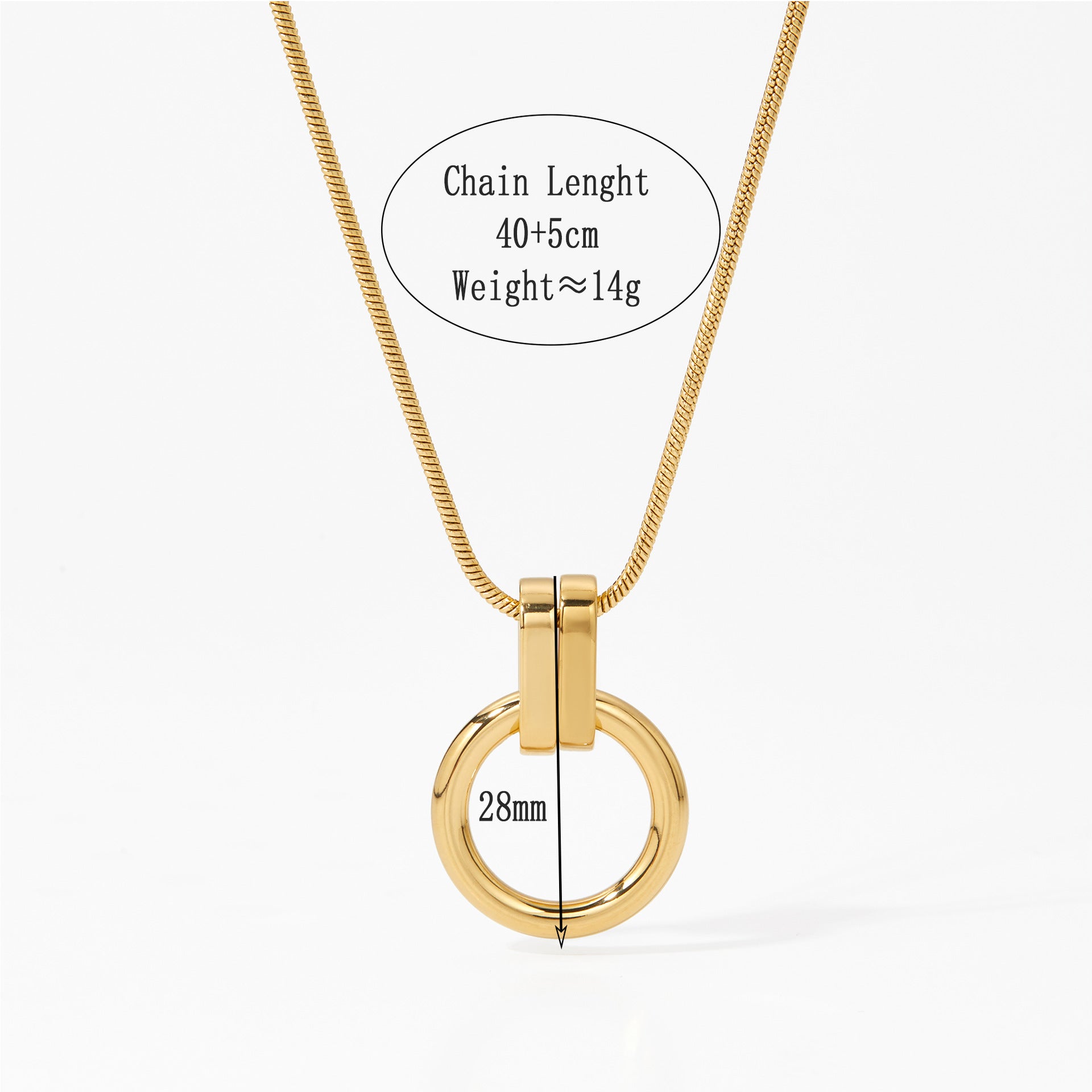 Stainless Steel pendant Necklace 18K Gold silver 2-tone Plated Pendant Choker Rope Chain Adjustable Anniversary jewelry