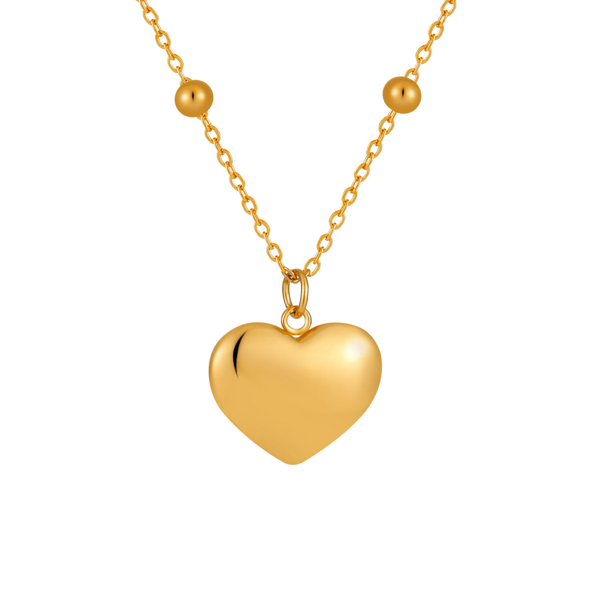 Women's Trendy Stainless Steel 18K Gold Plated Zircon Flower Heart Pendant Necklace with Link Chain Party Gift