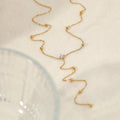Stainless Steel Classic Y Shape Long Pendant Link Chain Zircon Necklace 18K Gold Plated Lab Created Fine Jewelry