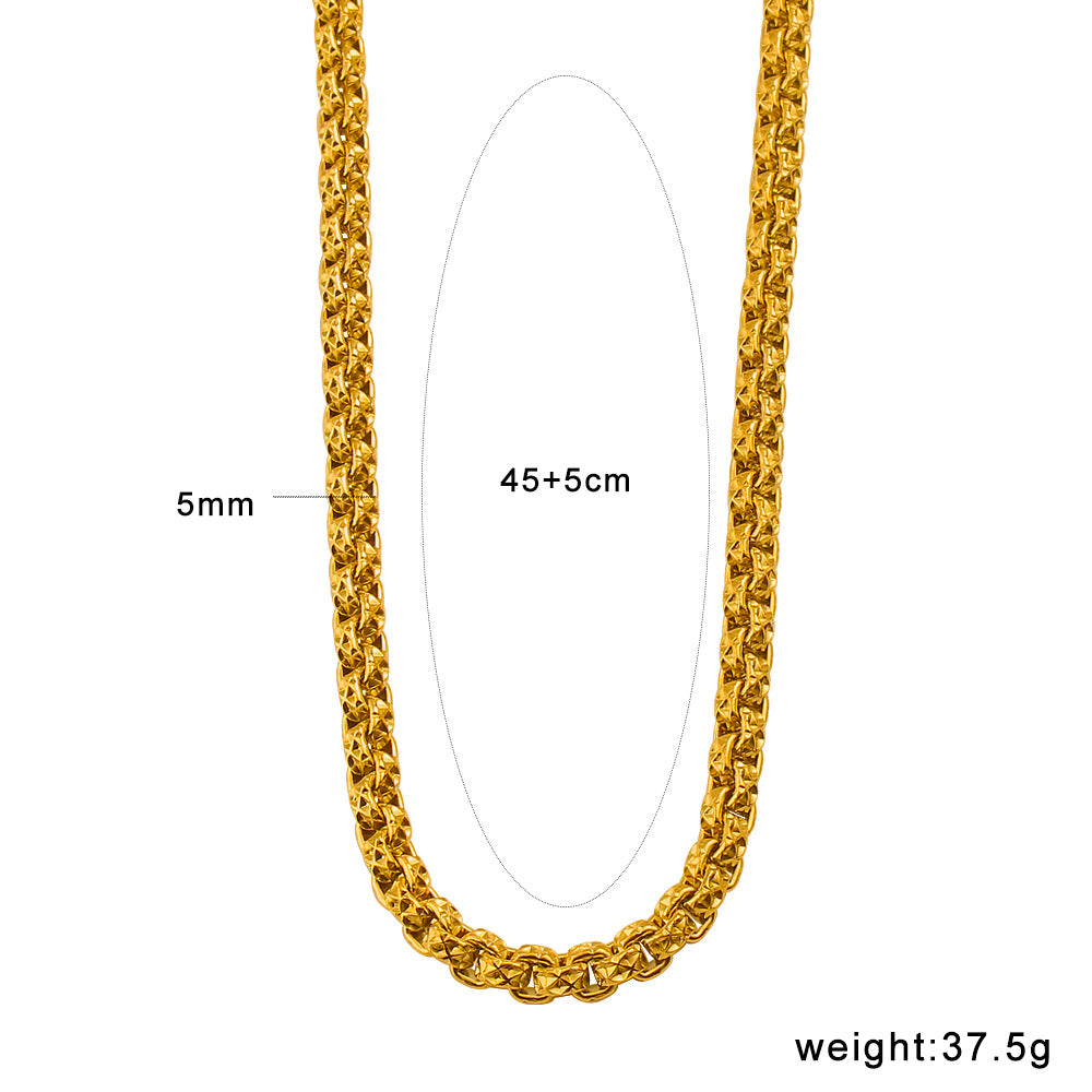 Factory Wholesale Thick Heavy Stainless Steel 18K Gold Plated Link Chain Necklaces-Sporty Style Unisex Gift for Parties & Travel