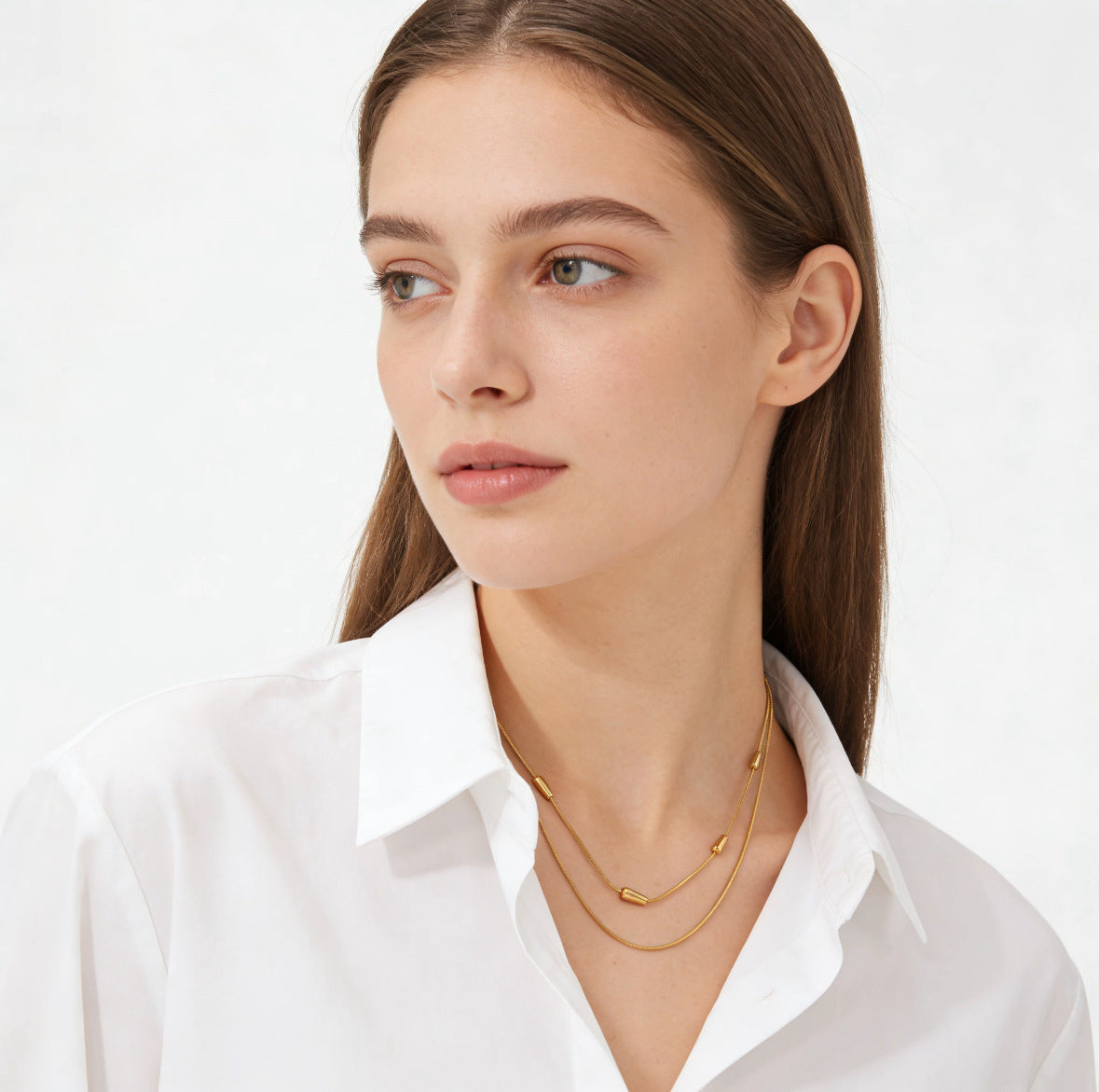 Customizable Stainless Steel 18K Gold PVD Two-Layer Link Chain Third Party Certified Fashion Jewelry Necklace for Women Party