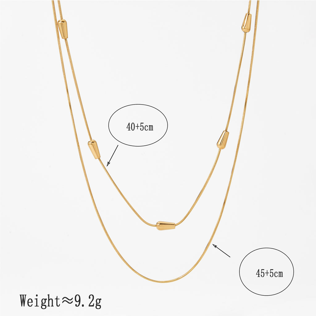 Customizable Stainless Steel 18K Gold PVD Two-Layer Link Chain Third Party Certified Fashion Jewelry Necklace for Women Party