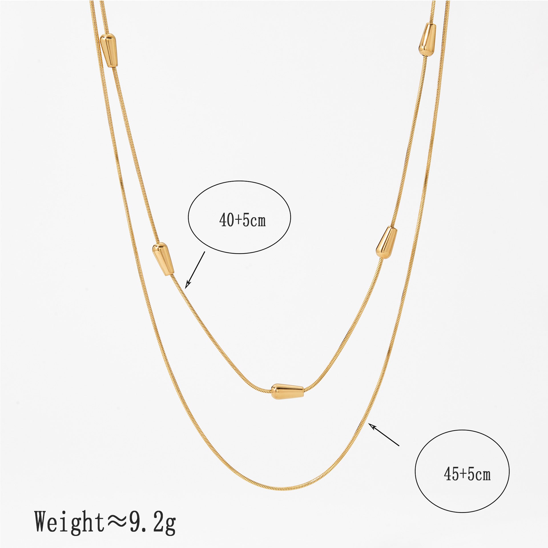 Customizable Stainless Steel 18K Gold PVD Two-Layer Link Chain Third Party Certified Fashion Jewelry Necklace for Women Party