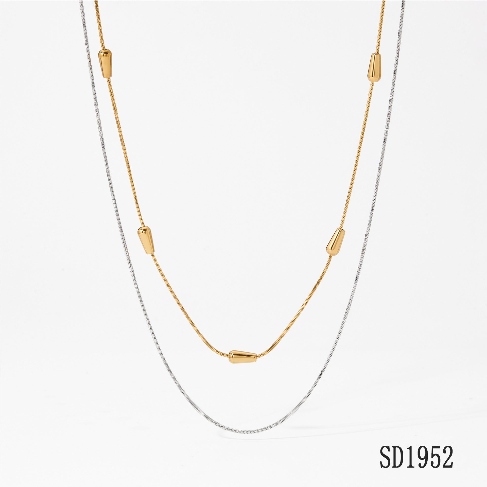 Customizable Stainless Steel 18K Gold PVD Two-Layer Link Chain Third Party Certified Fashion Jewelry Necklace for Women Party
