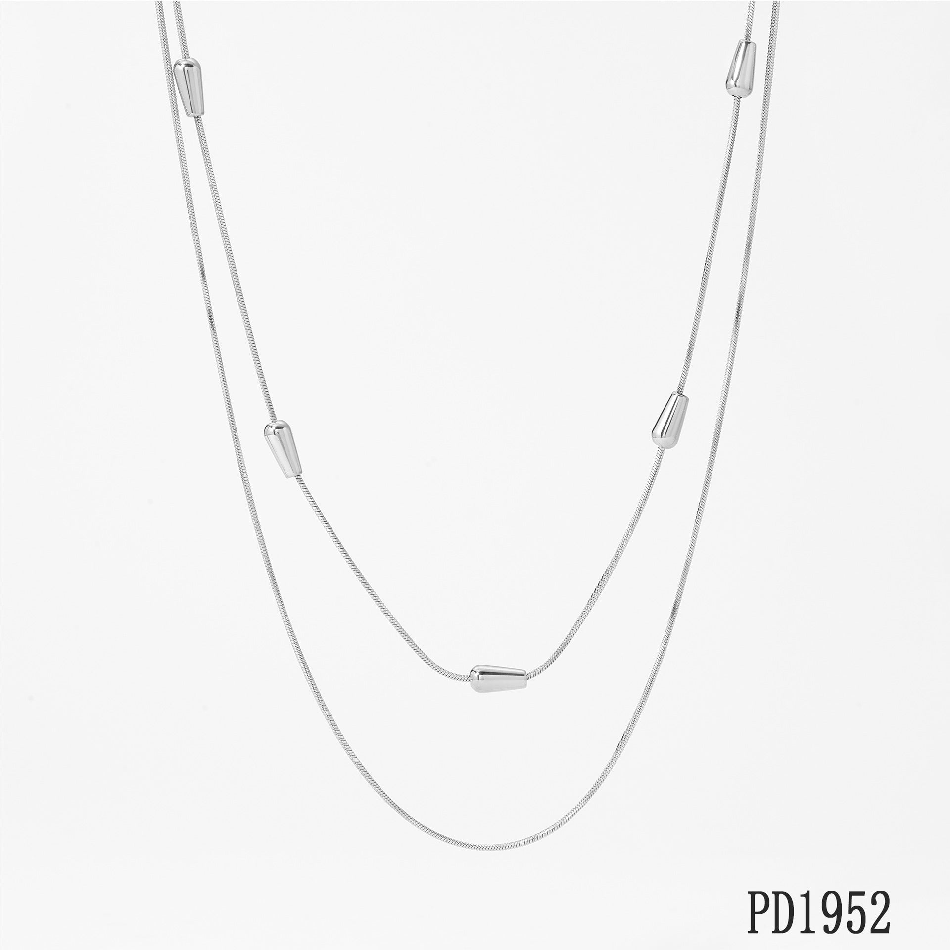 Customizable Stainless Steel 18K Gold PVD Two-Layer Link Chain Third Party Certified Fashion Jewelry Necklace for Women Party