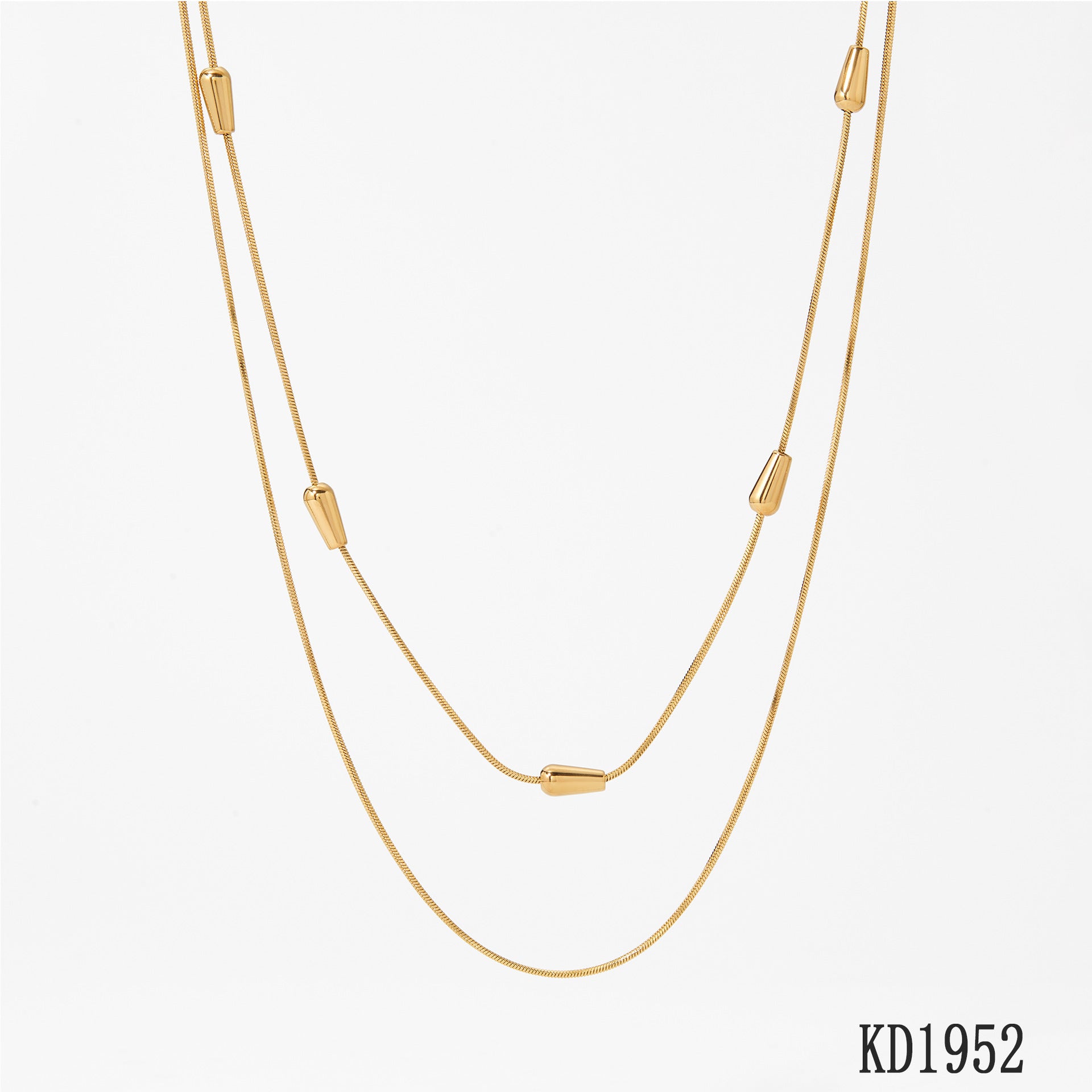 Customizable Stainless Steel 18K Gold PVD Two-Layer Link Chain Third Party Certified Fashion Jewelry Necklace for Women Party