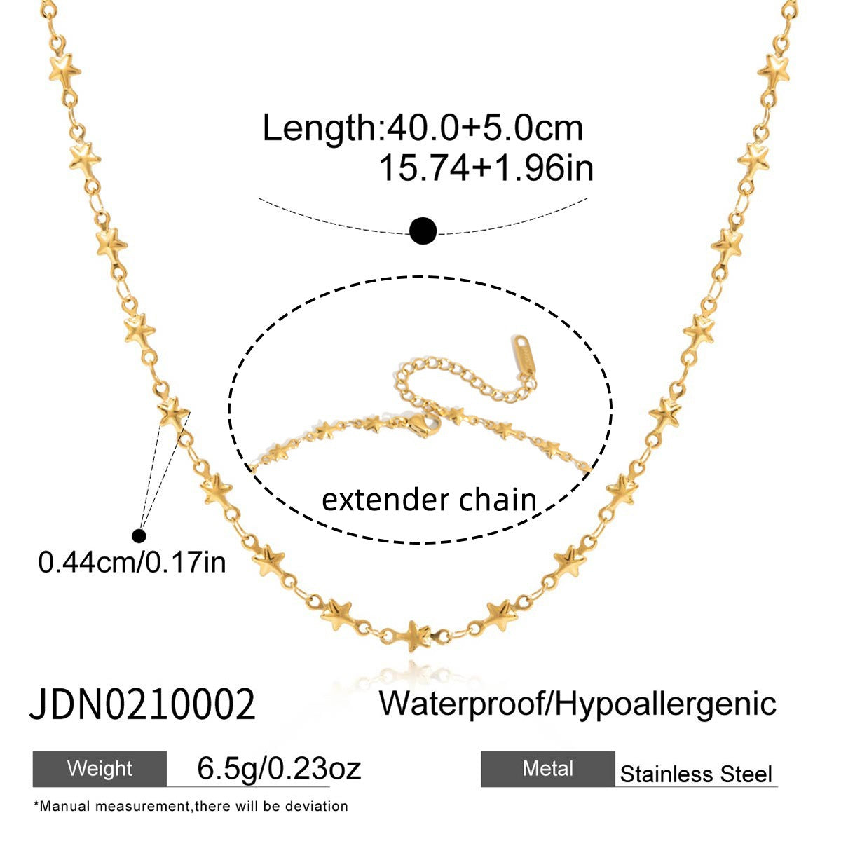Stainless Steel 18K Gold Plated Pendant Necklace Lab Created Zircon Wing Design Adjustable Link Chain Classic Style for Women