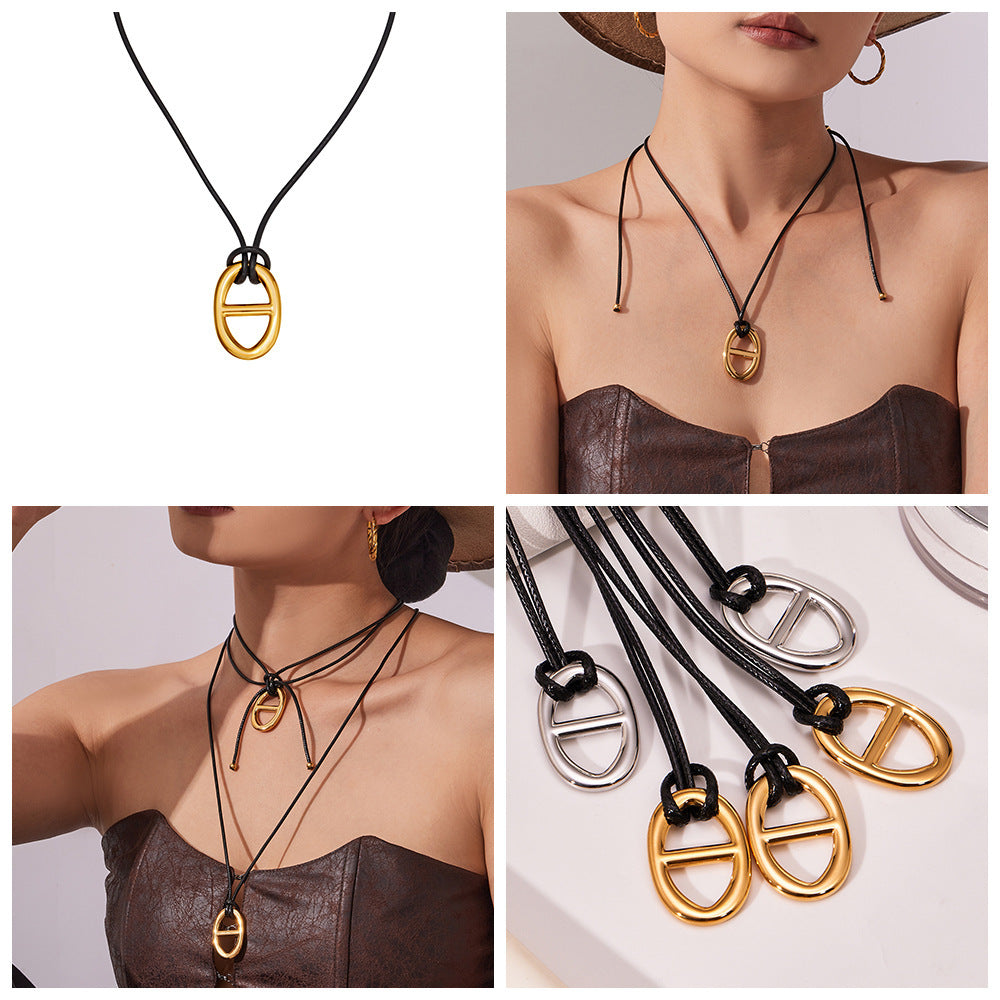 Stainless Steel 18K Gold Plated Silver Plated Vintage Party Pendant Rope Chain Necklace PVD Technique