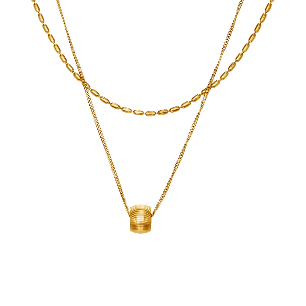 Customizable Stainless Steel 18K Gold PVD Two-Layer Link Chain Fashion Jewelry Necklace for Women Party Occasion Engraving