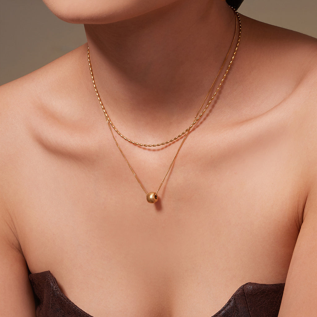 Customizable Stainless Steel 18K Gold PVD Two-Layer Link Chain Fashion Jewelry Necklace for Women Party Occasion Engraving