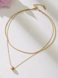 Customizable Stainless Steel 18K Gold PVD Two-Layer Link Chain Fashion Jewelry Necklace for Women Party Occasion Engraving