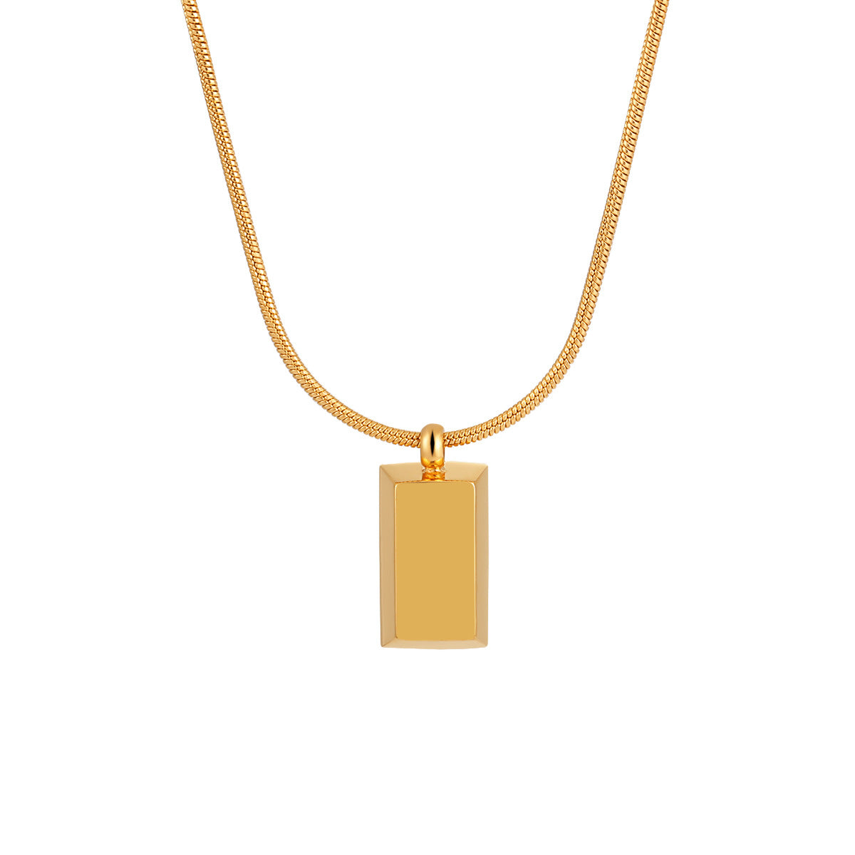 18K Gold Plated Stainless Steel Rope Chain Waterproof Rectangle Pendant Choker Necklace for Women Trendy Anniversary Party