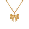 Fashion Trend Jewelry Stainless Steel 18K Gold Necklace Long Thin Chain Glossy Butterfly Pendant Necklace