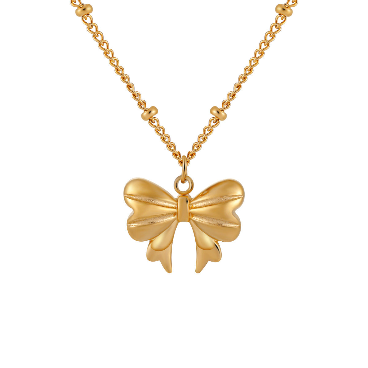 Fashion Trend Jewelry Stainless Steel 18K Gold Necklace Long Thin Chain Glossy Butterfly Pendant Necklace