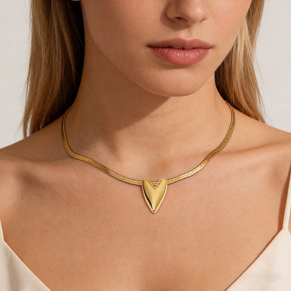 Best-selling 18K Gold Plated Stainless Steel Heart-Shaped Christian Pendant Necklace Trendy Collar Chain Unisex