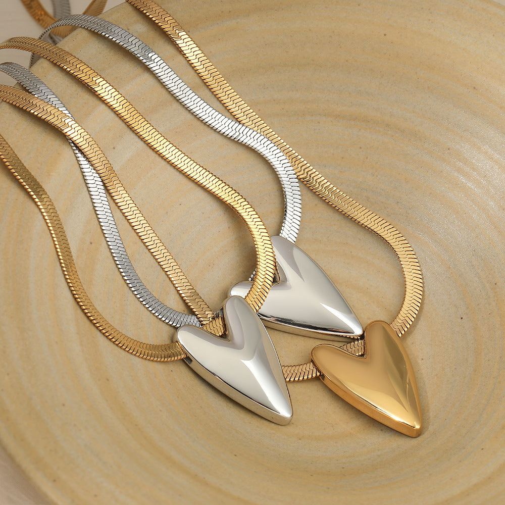 Best-selling 18K Gold Plated Stainless Steel Heart-Shaped Christian Pendant Necklace Trendy Collar Chain Unisex