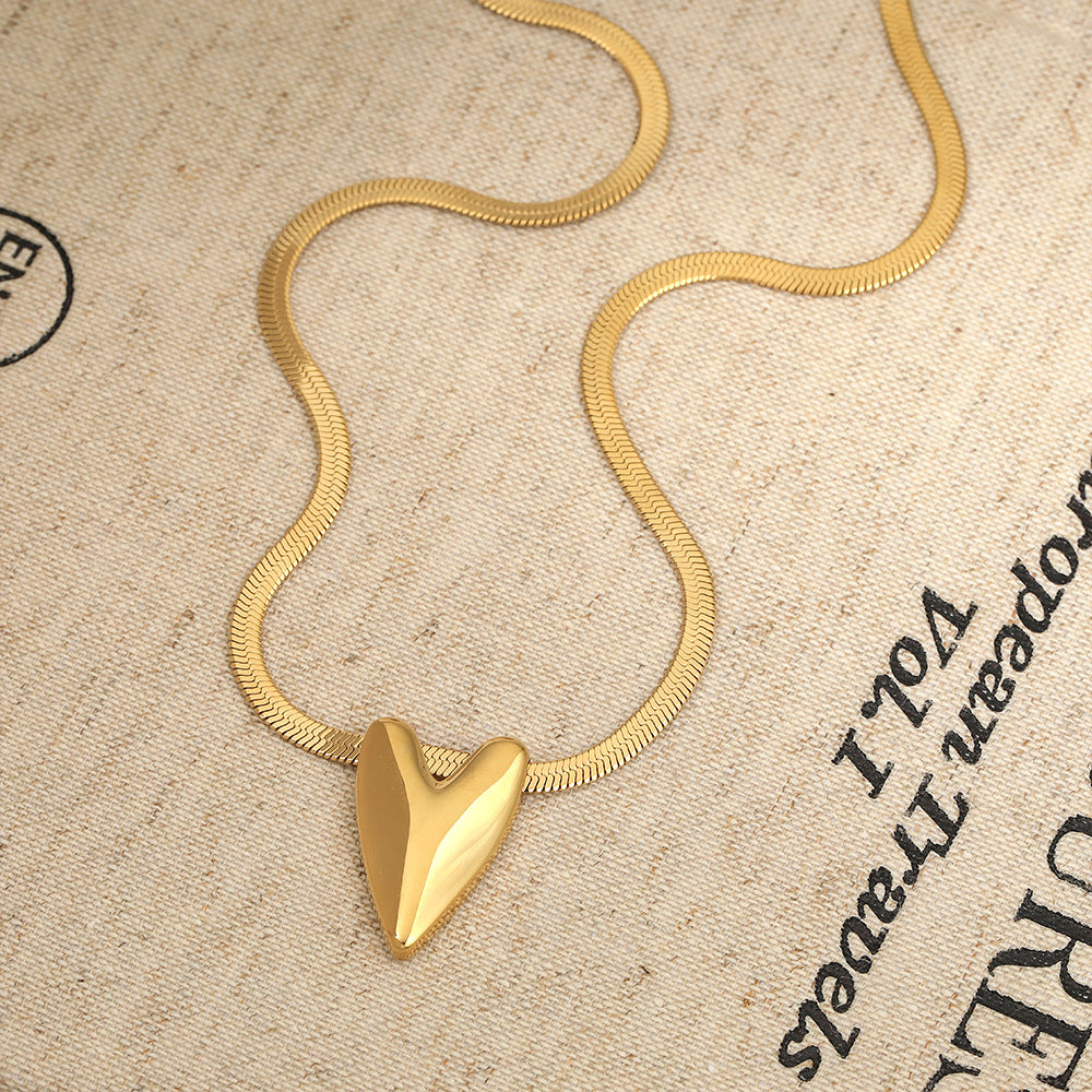 Best-selling 18K Gold Plated Stainless Steel Heart-Shaped Christian Pendant Necklace Trendy Collar Chain Unisex