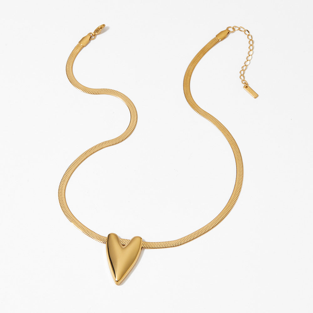 Best-selling 18K Gold Plated Stainless Steel Heart-Shaped Christian Pendant Necklace Trendy Collar Chain Unisex