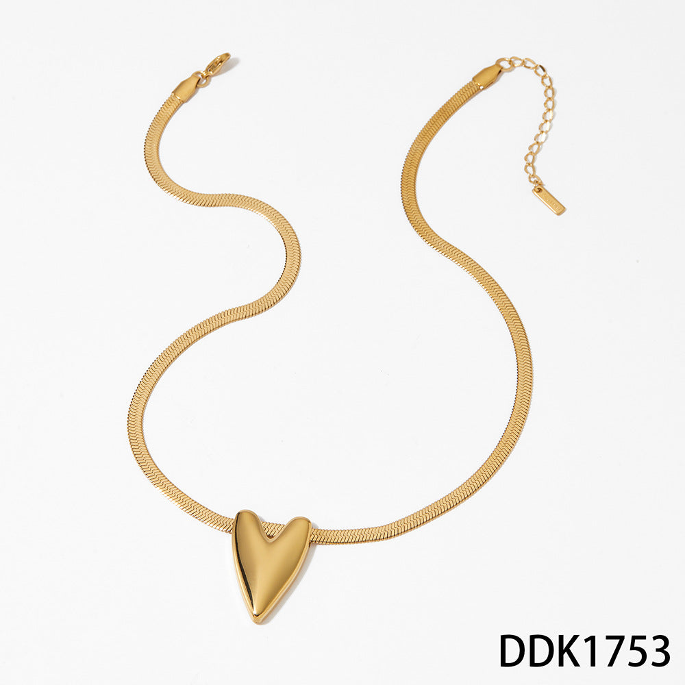 Best-selling 18K Gold Plated Stainless Steel Heart-Shaped Christian Pendant Necklace Trendy Collar Chain Unisex
