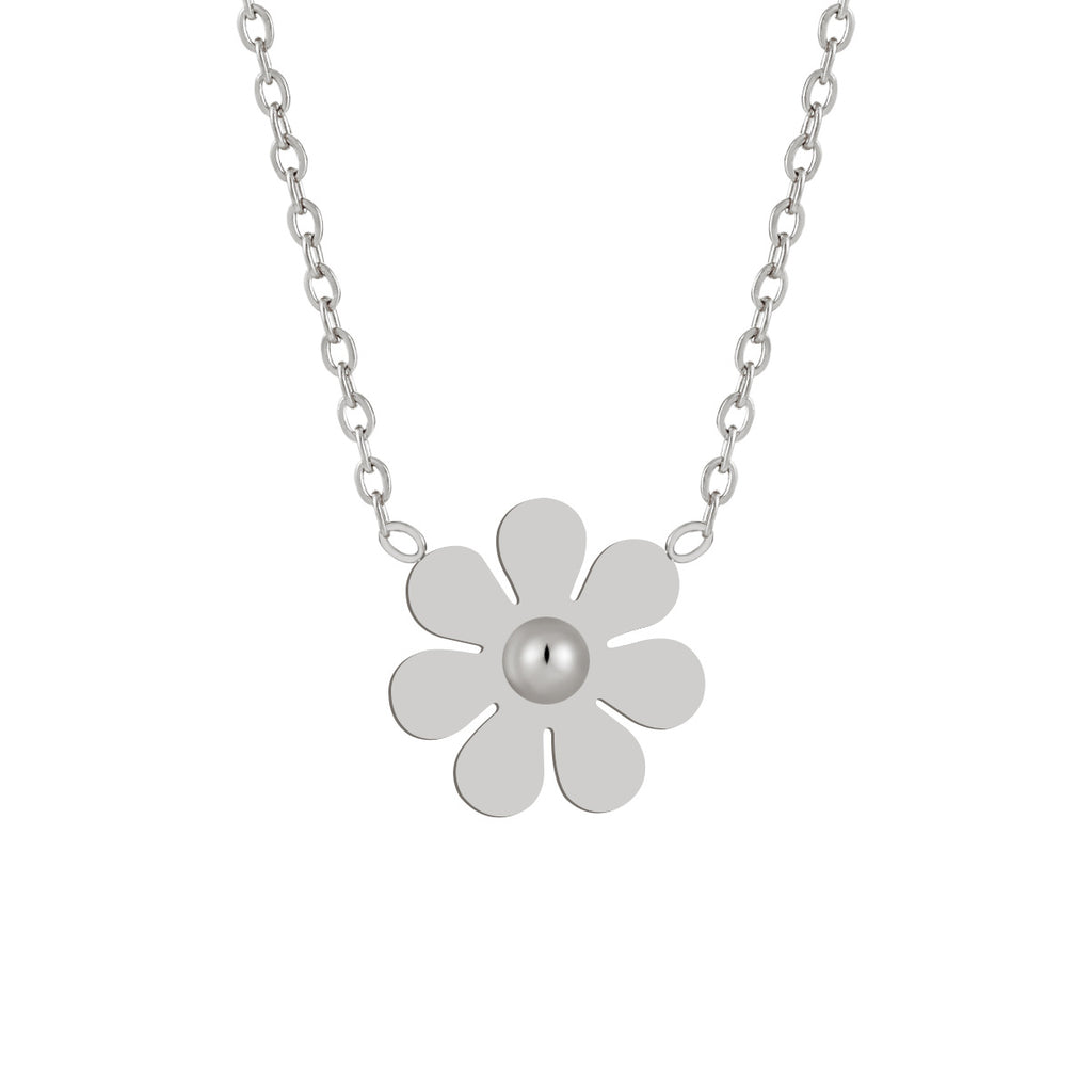 Hot Selling Trendy 18K Gold Plated Stainless Steel Link Chain Tassel Flower Pendant Necklace for Women Anniversary Gift Party