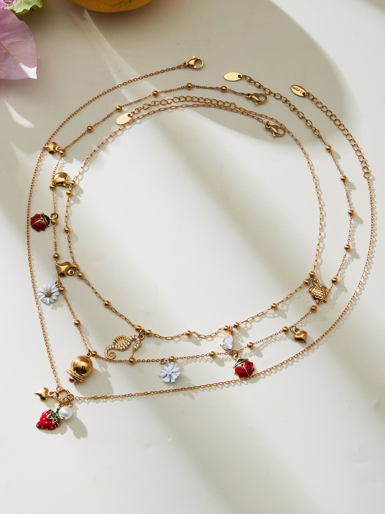 Customizable 18K Gold Plated Stainless Steel Crown Shape Trendy Unisex Women's Charm Necklace with Zircon Resin Party Gift