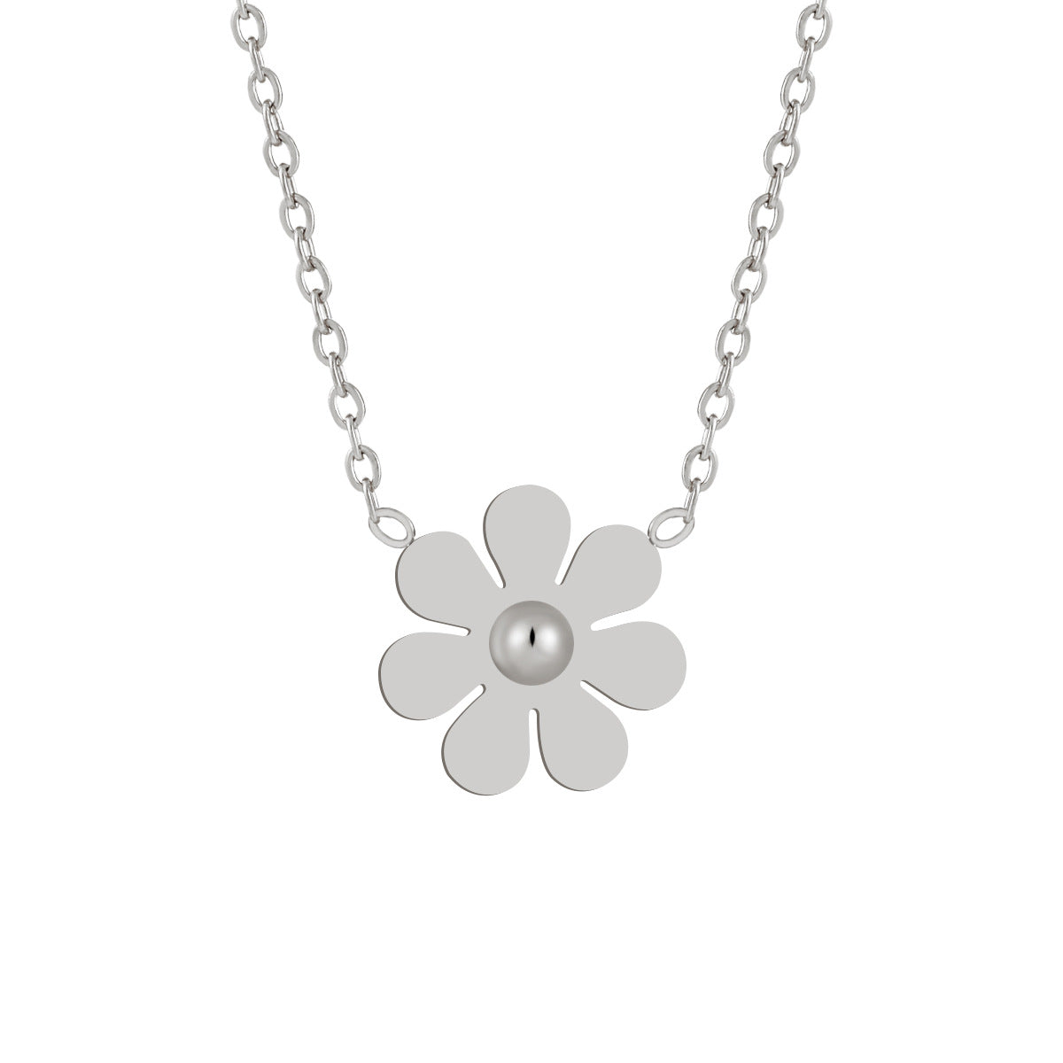 Hot Selling Trendy 18K Gold Plated Stainless Steel Link Chain Tassel Flower Pendant Necklace for Women Anniversary Gift Party