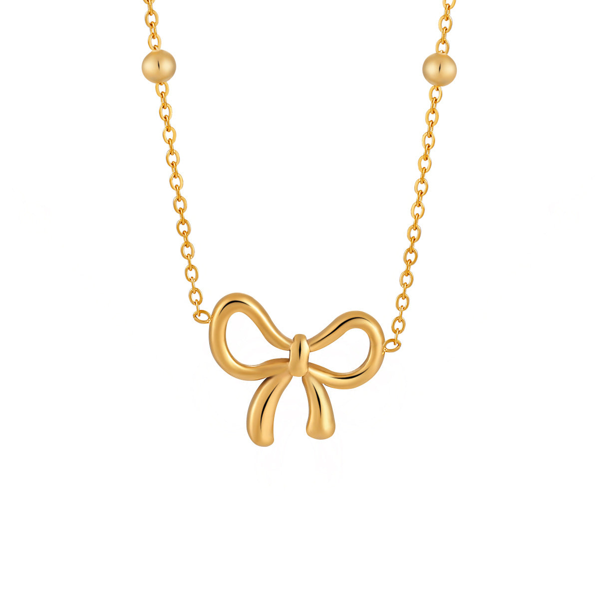 Women's Elegant 18K Gold Plated Stainless Steel Butterfly Bow Pendant Choker Link Chain Necklace Trendy Jewelry Gift